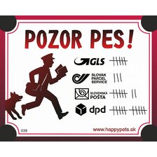 Tabuľka Pozor Pes - kuriér